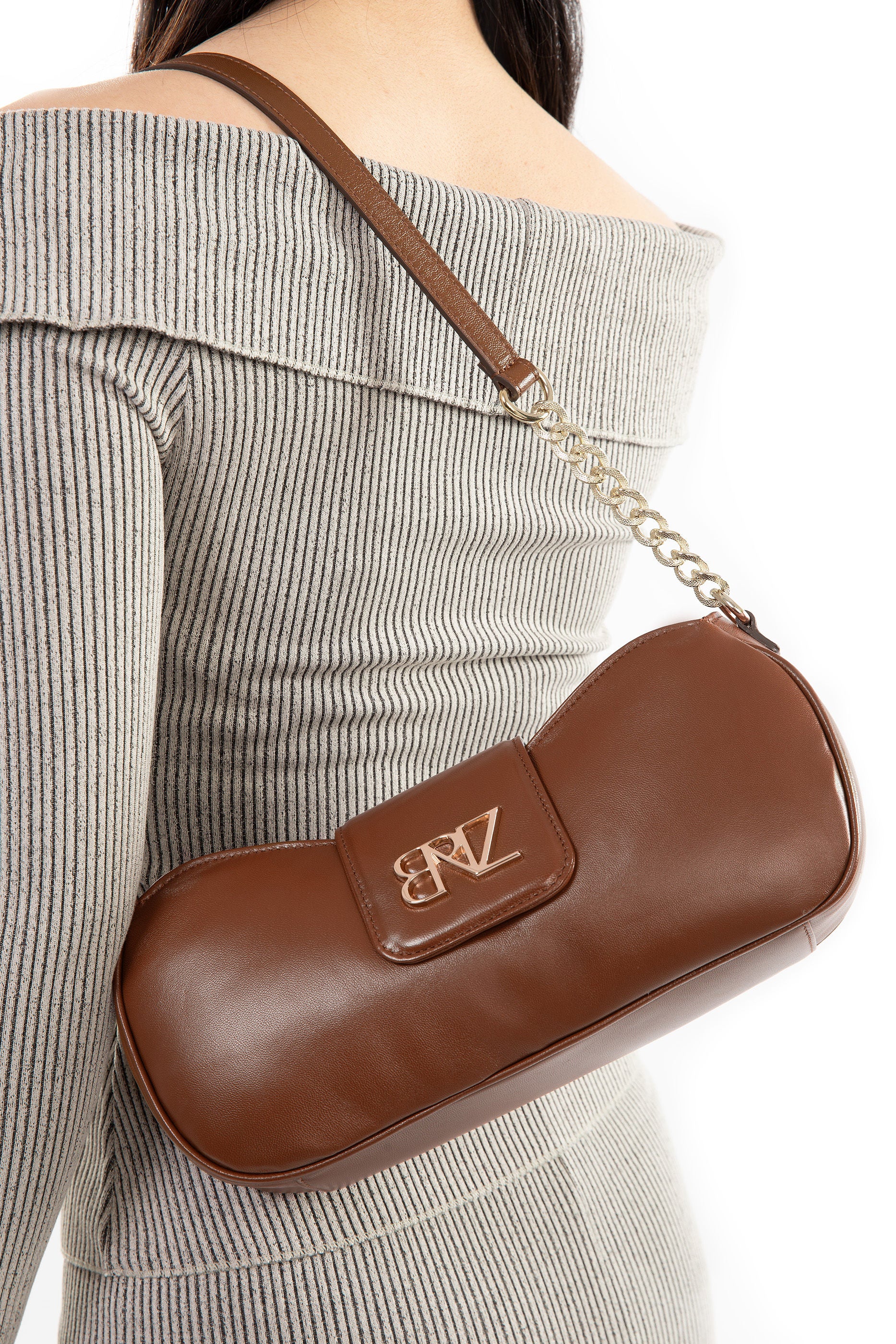 Cahya bag - brown lambskin leather - worn on shoulder - Berénize