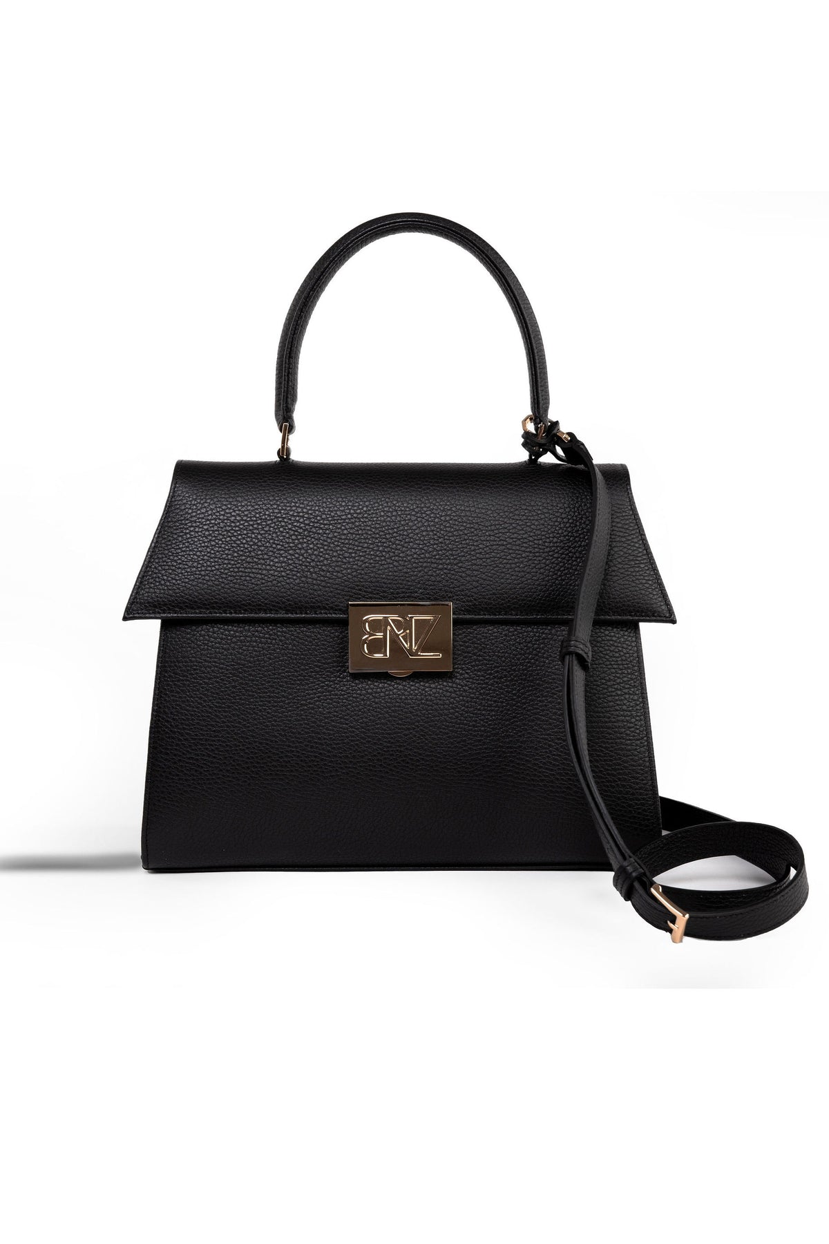 Akira bag - black calfskin leather - adjustable strap detail - Berénize