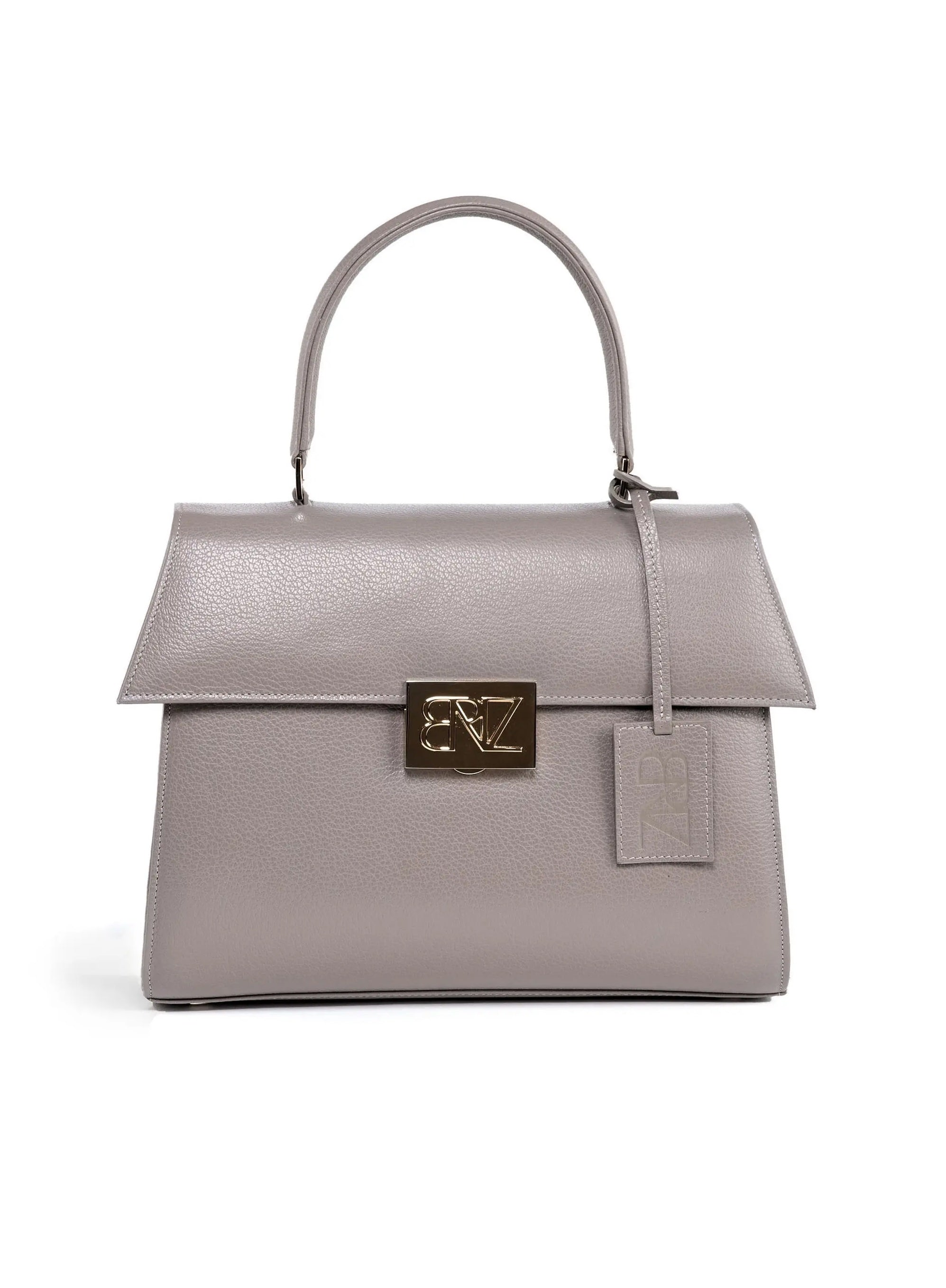 Akira bag - dove gray calfskin leather - front view - Berénize