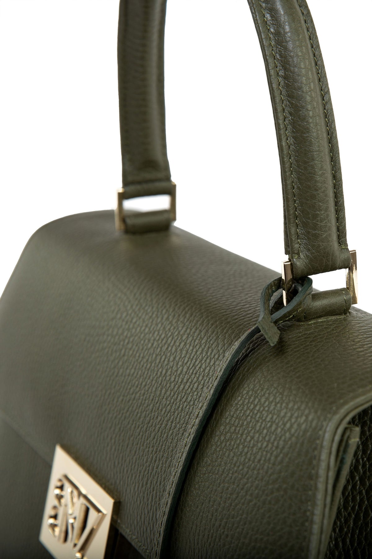 Akira bag - military green calfskin leather - details - Berénize