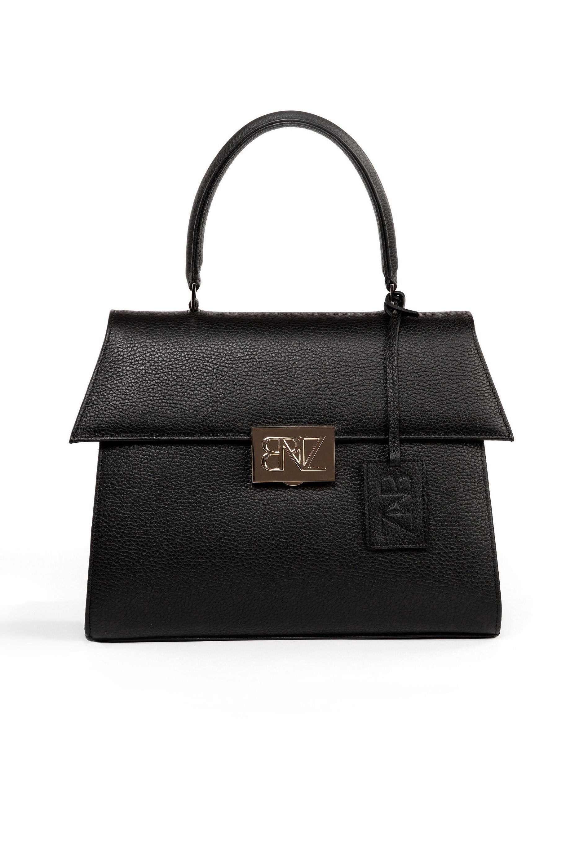 Akira bag - black calfskin leather - front view - Berénize