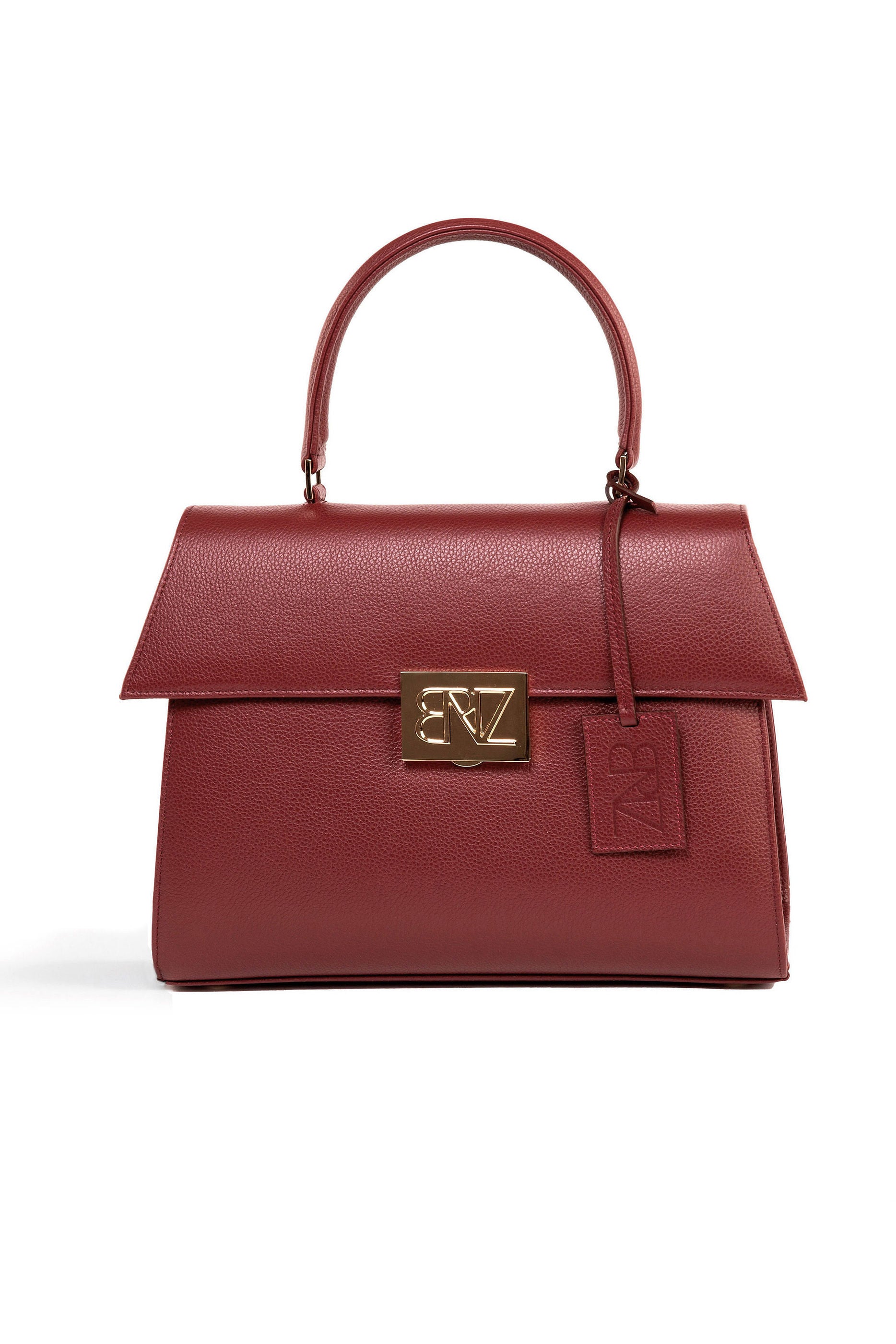 Akira bag - bordeaux calfskin leather  - front view - Berénize