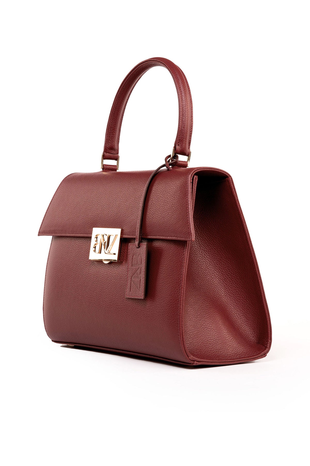 Akira bag - bordeaux calfskin leather - side view - Berénize