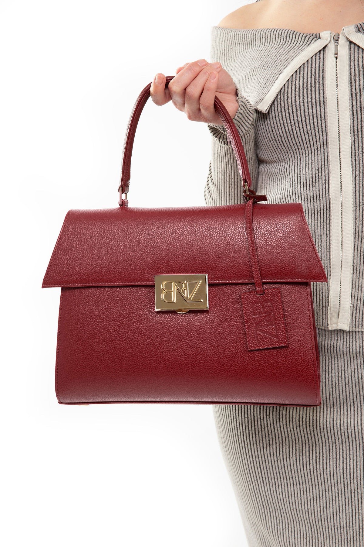 Akira bag - bordeaux calfskin leather - details - Berénize